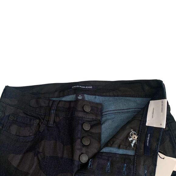 Calvin Klein Women's Size 28 Mid Rise Skinny Camo Print Button Fly Denim Jeans - Picture 4 of 16